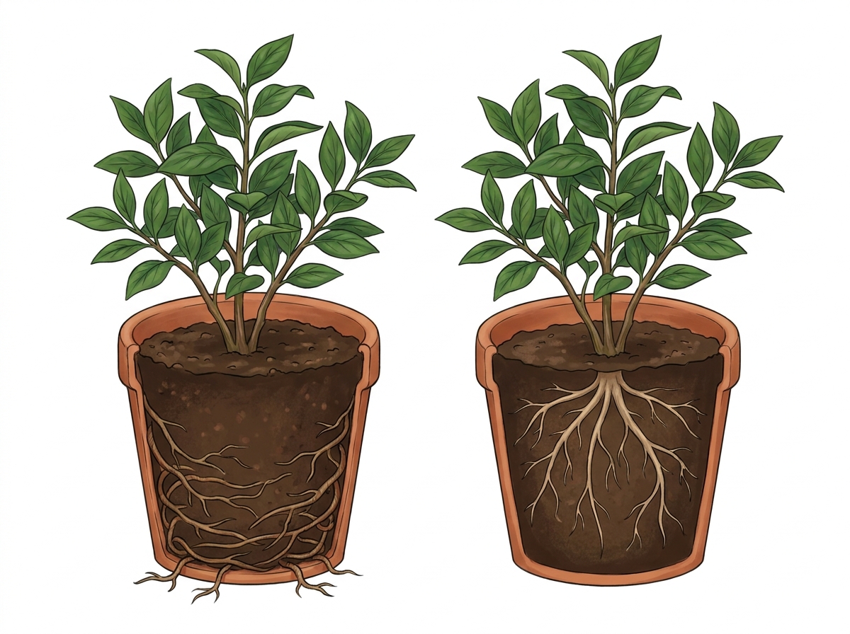 Rootbound vs. Prepared: Loosened roots promote healthy growth.