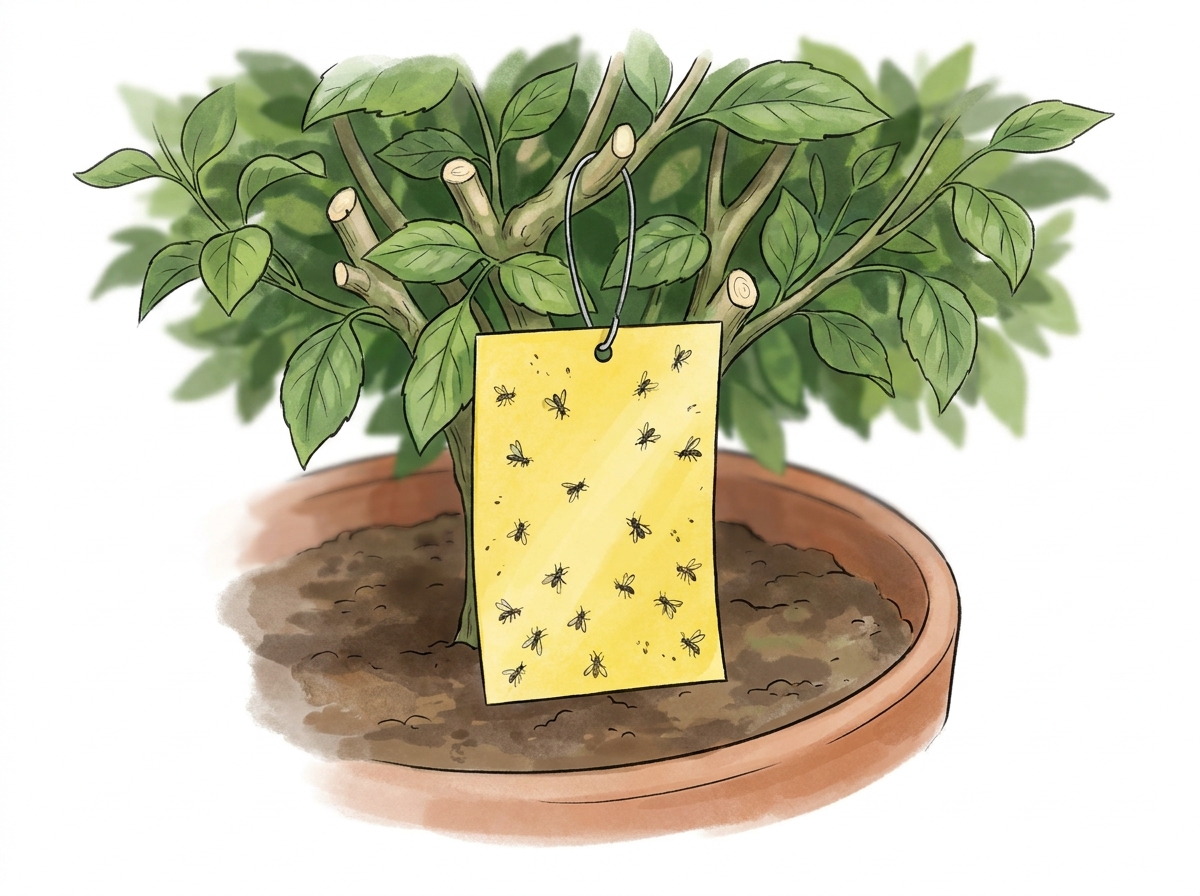 Yellow sticky traps provide quantitative data on aphid, whitefly, and fungus gnat populations.