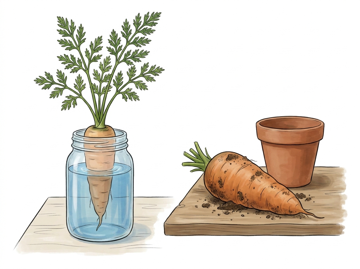 Carrot tops grow leaves, not new edible carrots.