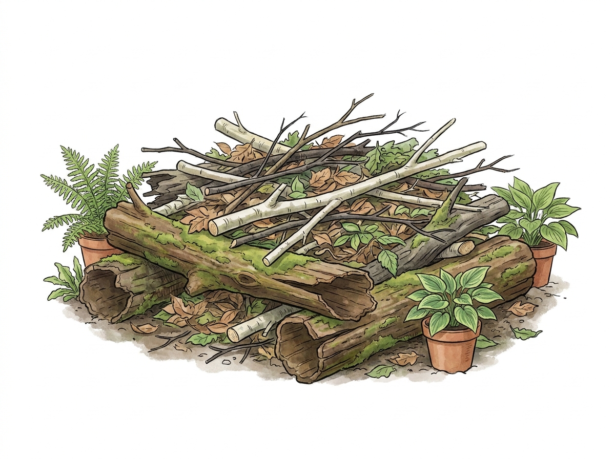 A well-built log pile offers diverse habitats for wildlife.